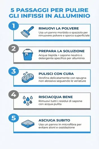 pulizia infissi alluminio