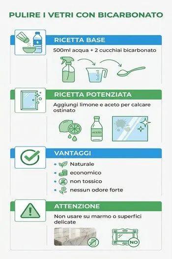 Come pulire i vetri con il bicarbonato