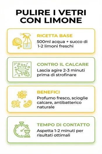 come pulire i vetri con il limone